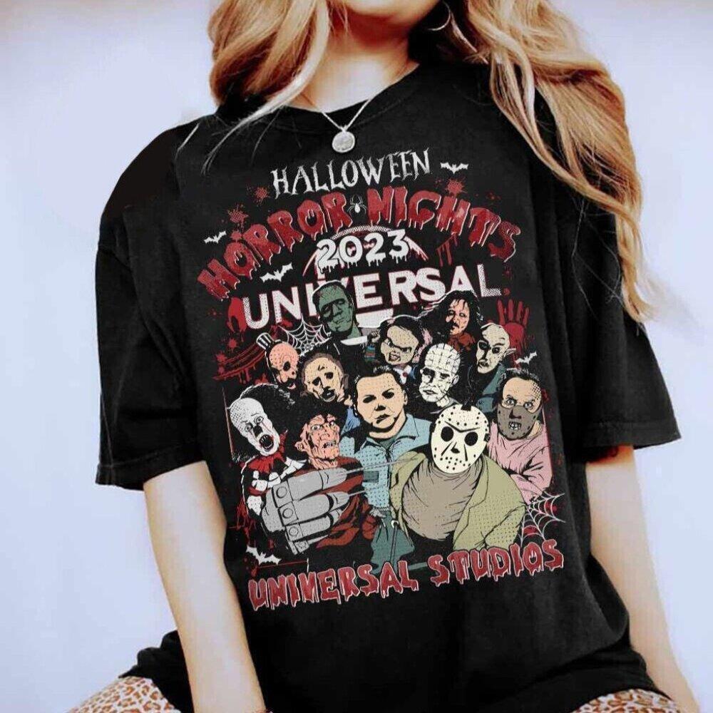 Halloween Horror Nights Horror Characters T Shirt Movie Monsters Fan Tee